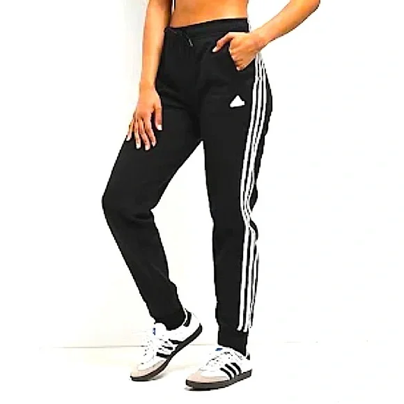 NWOT high waisted 3 stripe legs adidas small ladies joggers - Picture 1 of 14